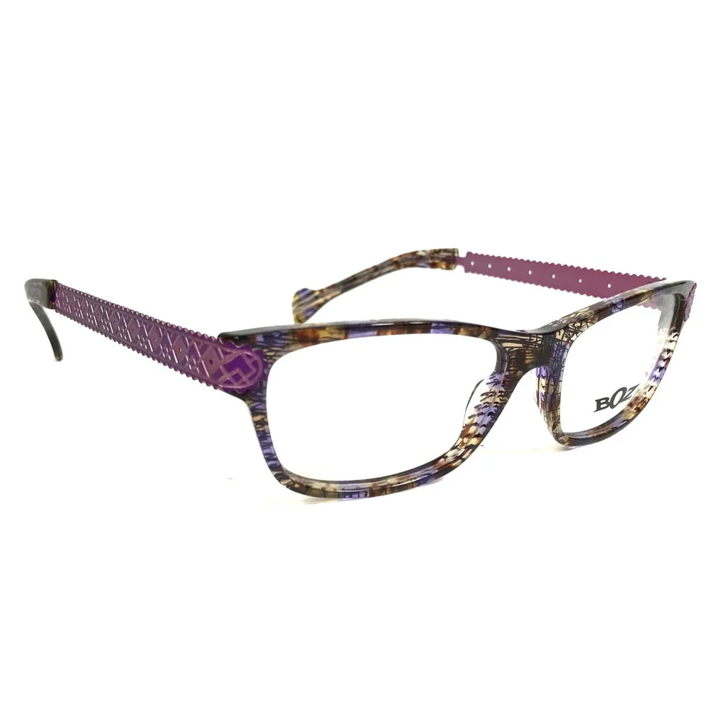 BOZ Eyeglasses Frames ZIGGY 7282 Brown Marble Purple Argyle Arms 53-15-137